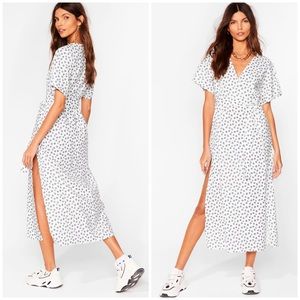 NEW Nasty Gal Daisy About You White Tie Waist Midi Dress Sz 4